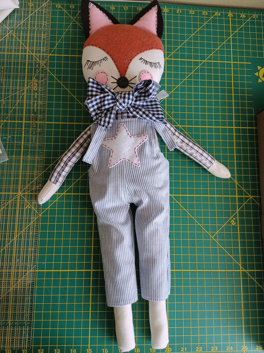 This sweet little Mr. Fox was made exclusively using men's dress shirts.  A fun way to get amazing high quality fabric! 